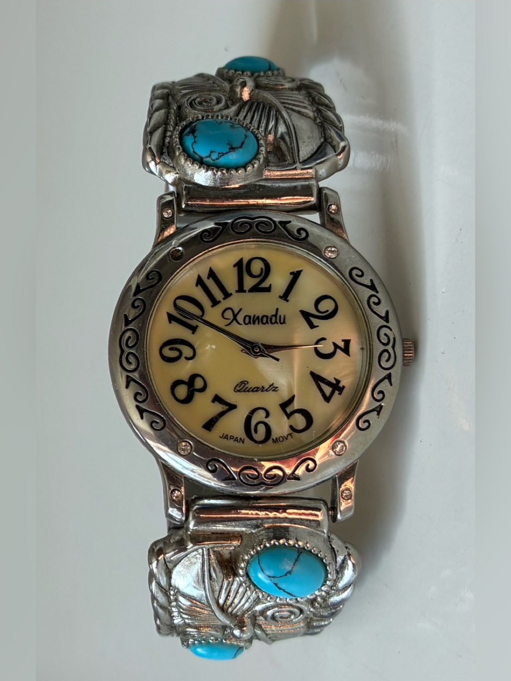 Silver-Tone Turquoise Accent Watch - Blue